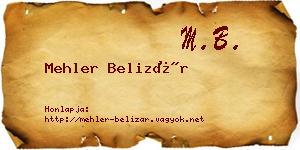 Mehler Belizár névjegykártya